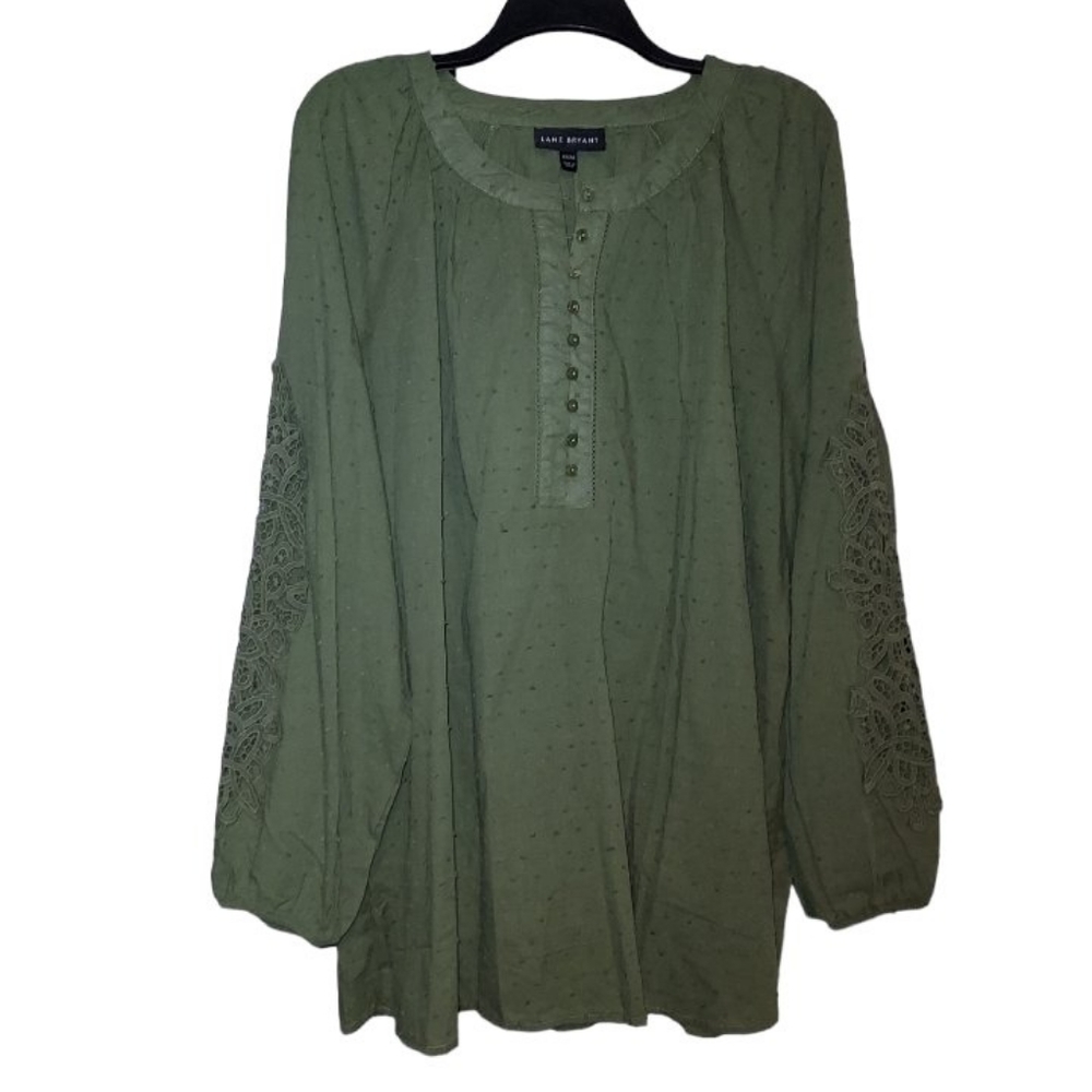 Lane Bryant Green Blouse with Elegant Design